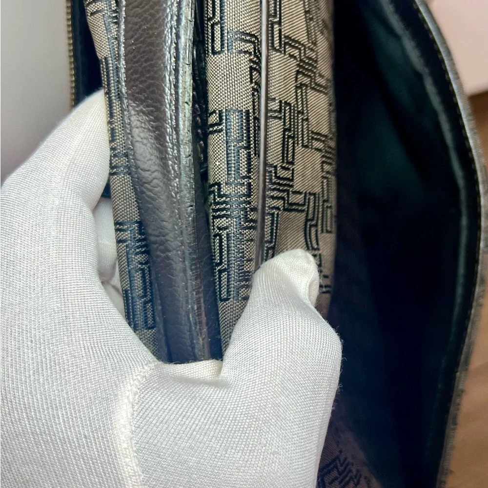 Dunhill Brown and Black Messenger Bag with Monogram Design